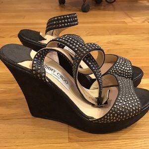 Jimmy Choo Studded Metallic Wedges Size 41